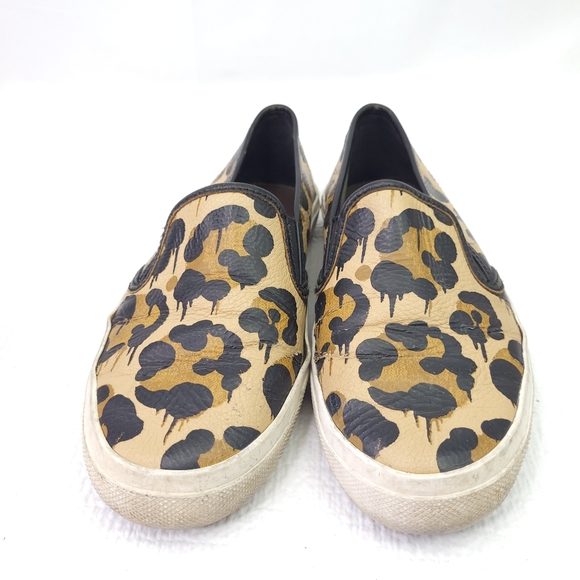 Coach Chrissy Leopard Print Loafers Slip On Leather Desginer Flats Shoes Sz 6.5 - Picture 1 of 8